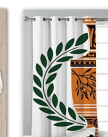 Greek Vase with Olive Branch Motif Blackout Grommet Window Curtains