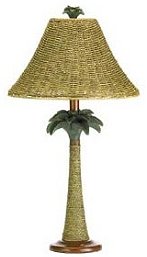 Bring breezy Bahama style to any room with this clever column lamp! Real rattan rope adds natural appeal to a vintage-look palm tree base and nubby open-weave shade. Polyresin with rattan rope shade.