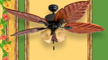 Palm Tropical 5 Blade Ceiling Fan - Add a cooling breeze to your outdoor porch or patio areas with this indoor/outdoor ceiling fan. - tropical bedroom decor