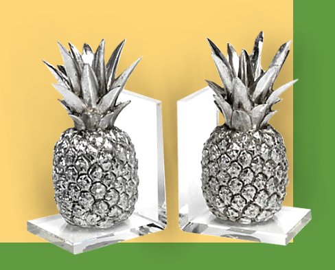 Tropical Pineapple Bookends  -  tropical bedroom decor
