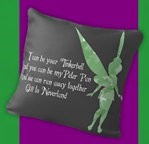 TINKERBELL PILLOWS TINKERBELL THROW PILLOWS I Can Be Your Tinkerbell Quote Watercolour Throw Pillow