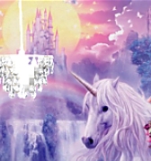 Fairy Riding Unicorn Mural   Crystal chandelier  