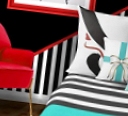 Profile fashion illustration woman Throw Pillow  Red velvet chair   