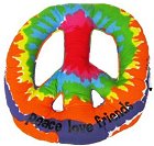Peace, love and friends, what more can you ask for? This adorable tie-dyed autograph pillow is shaped as the peace symbol and has the words peace, love and friends. 