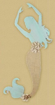 Decorative Distressed Mermaid Iron and Linen Burlap Widget Wall Decor mermaid wall decor