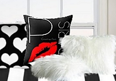 Paris Red Lipstick Kiss Throw Pillow  Hearts of Love Black & White  Pillow  Champagne S'il Vous Plait Throw Pillow  Faux Fur throw pillows  