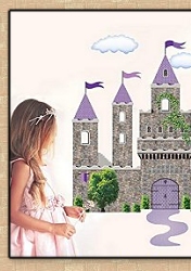 Fairytale Princess Castle Purple Wall Decals - castle wall decals princess bedroom wall decoration