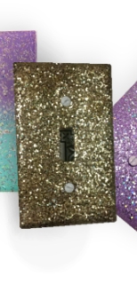 GOLD Sparkle Glitter  Bling Light Switch Plates, glitter Outlet Covers unicorn bedroom wall decor