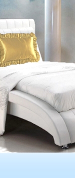Gold satin bedding   White bedding   Modern Leather beds    