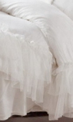 white ruffled bedding   white lace bedding