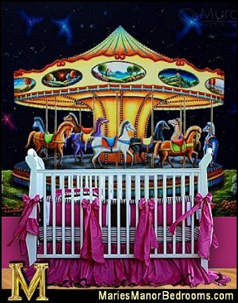 Carousel nursery carousel wallpaper mural carousel horses baby nursery