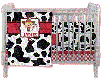 Cowprint Cowgirl Crib - Cowgirl - Cowprint  - baby toddler bedding (Personalized)