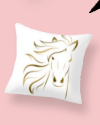 Golden Horse Drawing Throw Pillow cowgirl bedding horse theme bedding 