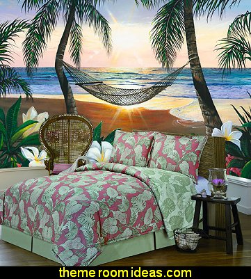  Coral Bay Comforter Set Twilight Hammock Mural - tropical bedroom decor   