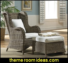 wicker seating tropical bedroom decor