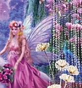 Fairy Riding Unicorn Mural  crystal beaded curtains  Dandelion floor lamp  
