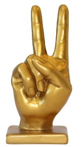 Peace Sign hand sculpture choco color, Gold