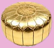 Gold Moroccan Pouf Ottoman Footstool 