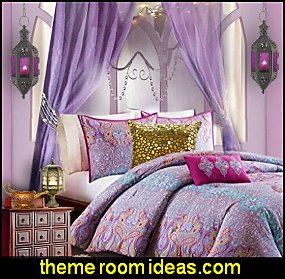 Pink Purple Yellow Paisley bedding  jeannie bedroom decorating