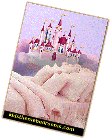 Girls Bedding Princess Castle & Clouds Wall Sticker Fairytale 