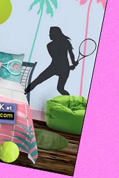 Tennis Court net wall decal  Women tennis player wall decals  Tennis Ball Throw Pillow Green Beanbag   